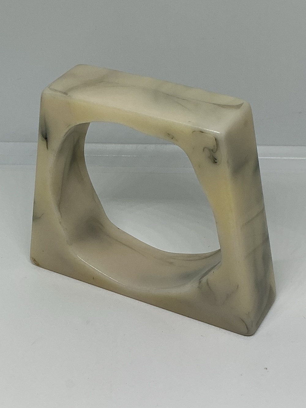 Vintage 1980s Marbled Lucite Cuff Bracelet Chunky Geometric Square Statement